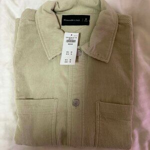 Abercrombie & Fitch Men's Corduroy Button Up Shirt Size M Cream Color